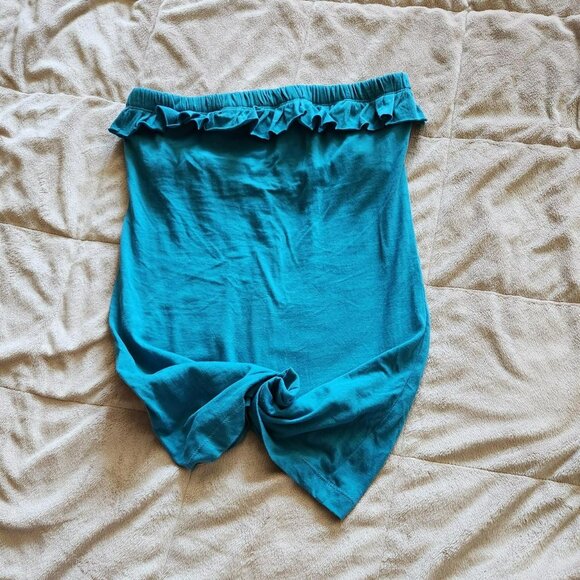 Next Era Couture Blue Green Turquoise Ruffled Tube Top Sz S Y2K Vintage Festival - Picture 2 of 8